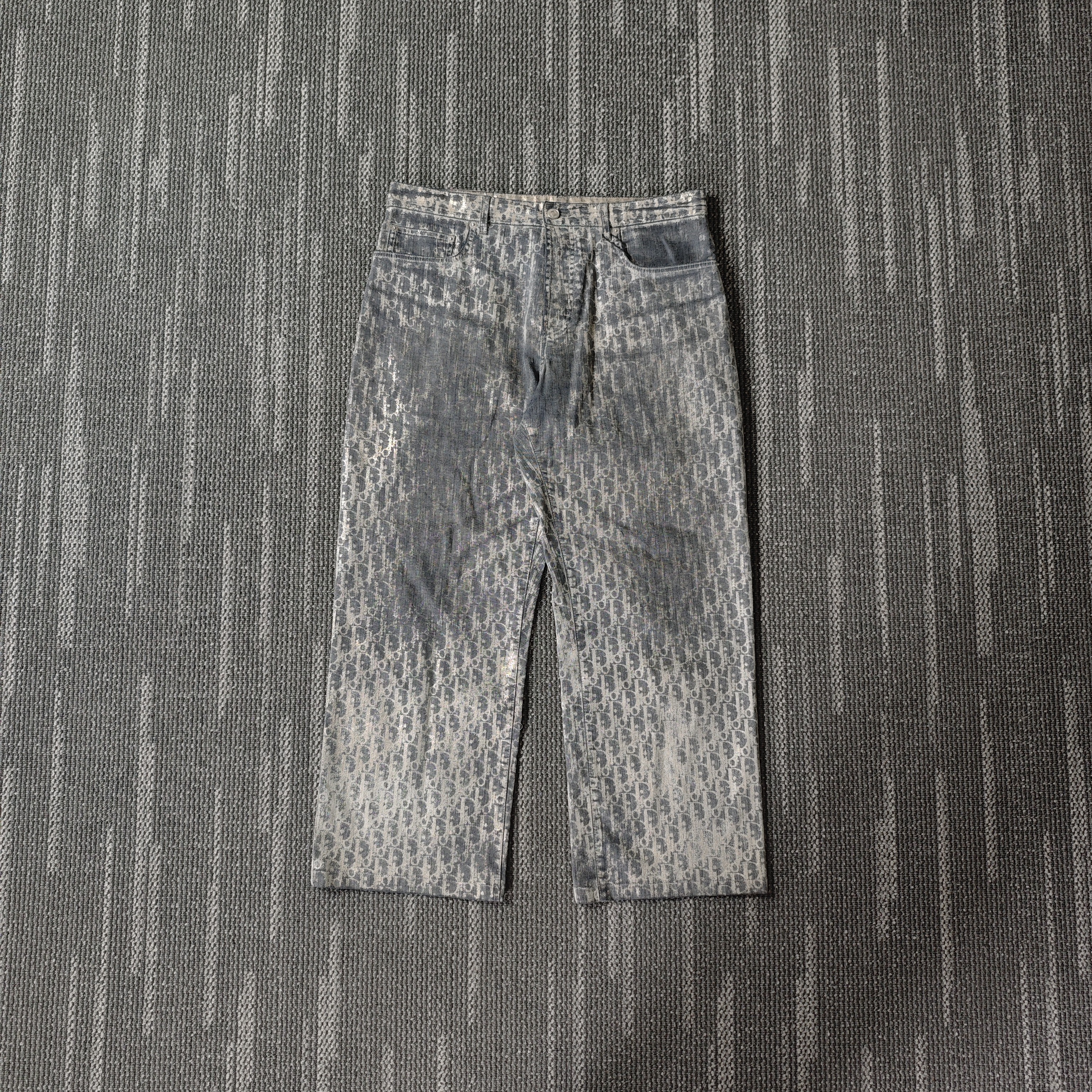 99新 DIOR/迪奥 FW23Logo字母满印微喇牛仔裤/32码/0398