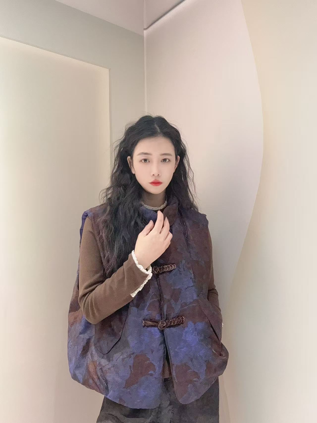 九月   紫金花   新款新中式显瘦夹棉国风手工中式复古汉服马甲