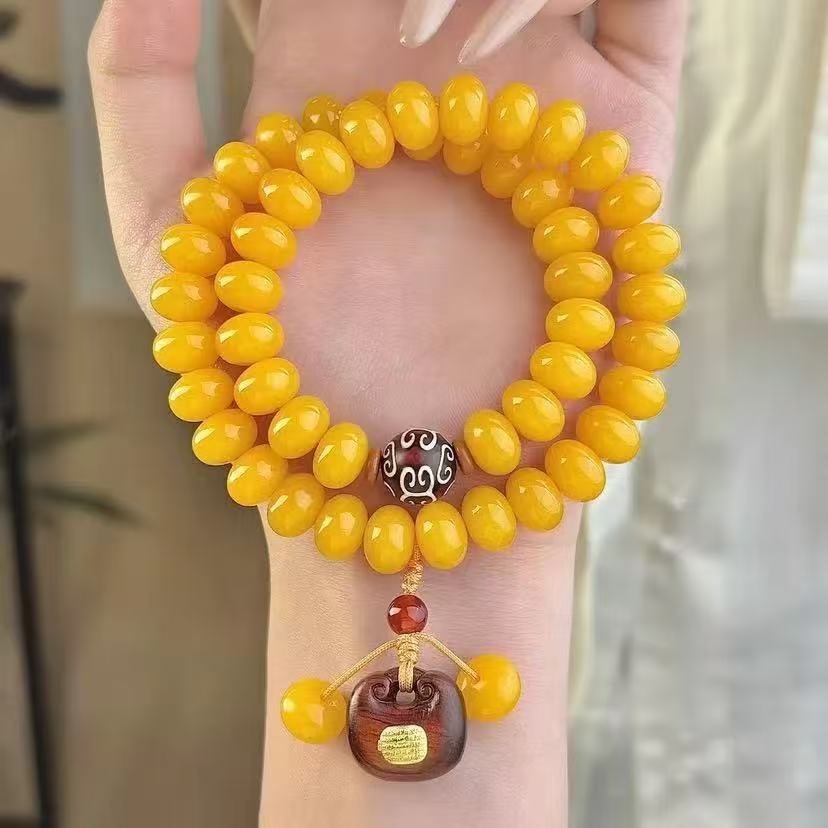 双圈算盘珠黄玉菩提（无礼盒）470