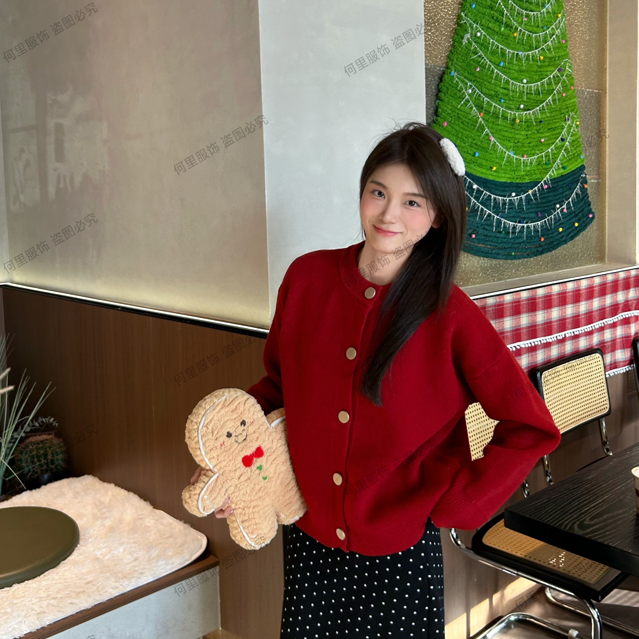 【原版正版高克重750克】大金扣韩系百搭高密度软糯通勤针织开衫女H