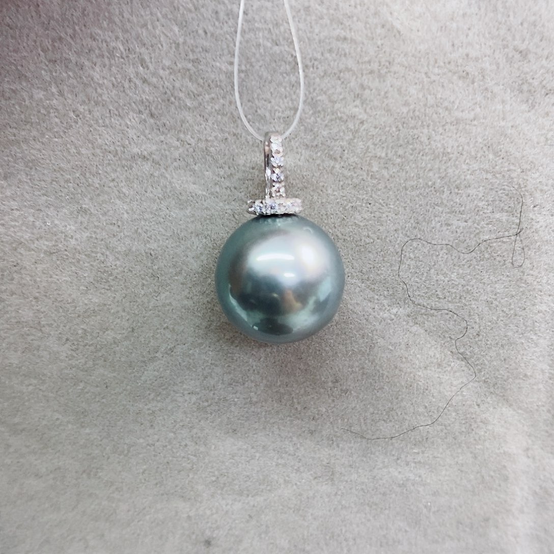 吊坠(不含链)银S925镶嵌海水珍珠11-12