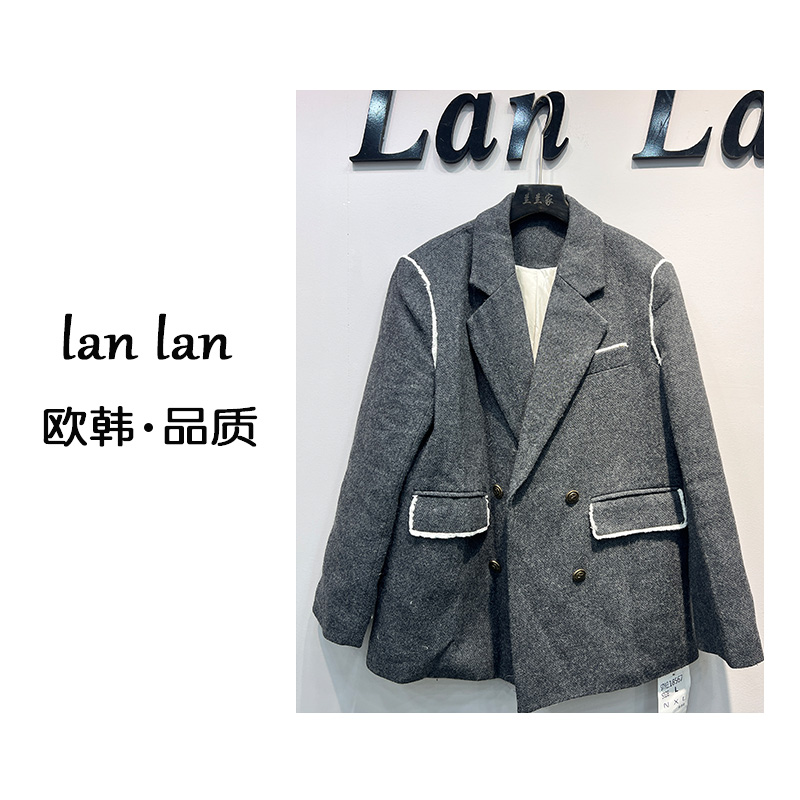 lanlan-冬上新【白边羽绒羊毛西装】欧韩高货小众羊毛羽绒西装洋气