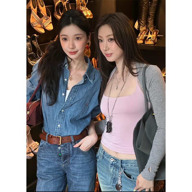 LAFAN 梦玲同款小马美学 纯棉牛仔衬衣 老钱风松弛感穿搭夏季衬衣