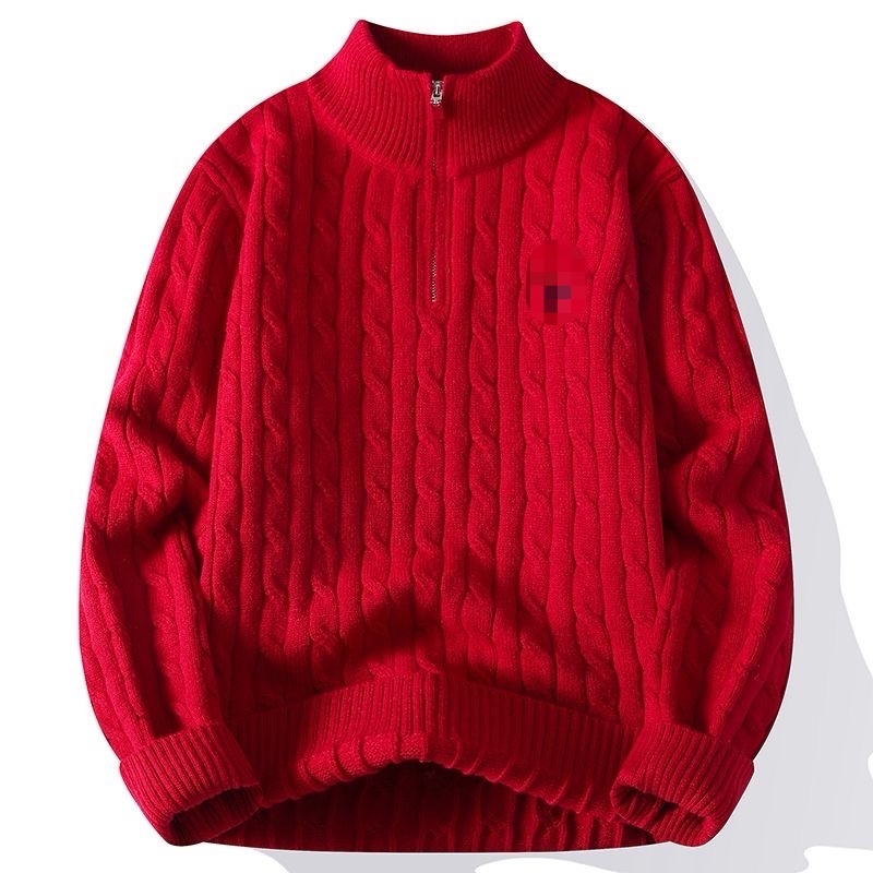红色【麻花云绒半拉链】秋冬显白显年轻软糯细毛立体麻花针织毛衣