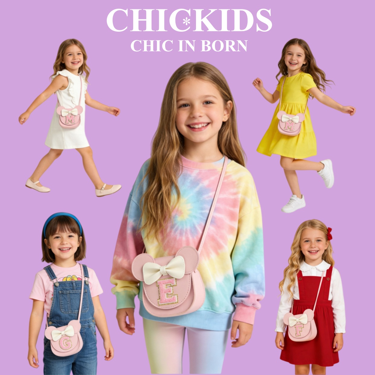 A-Z字母零钱包跨境热销女童蝴蝶结包儿童配饰宝贝斜挎包新年礼物