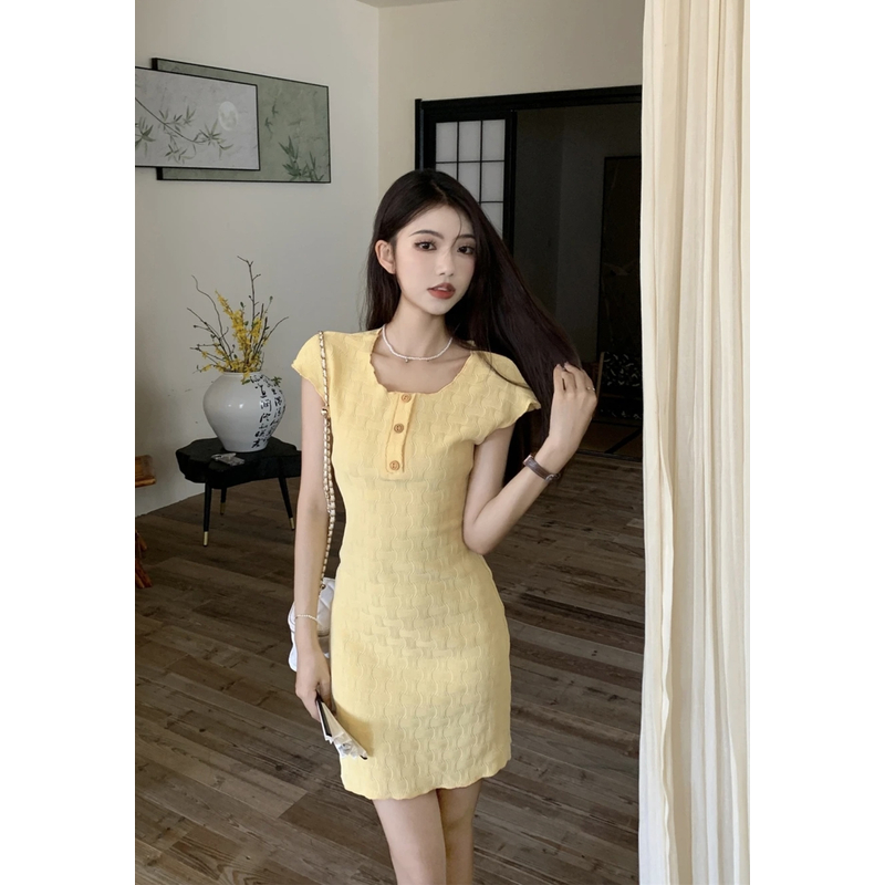 【是你大大钱】小香风黄色连衣裙女2025夏季新款高端精致气质短裙子