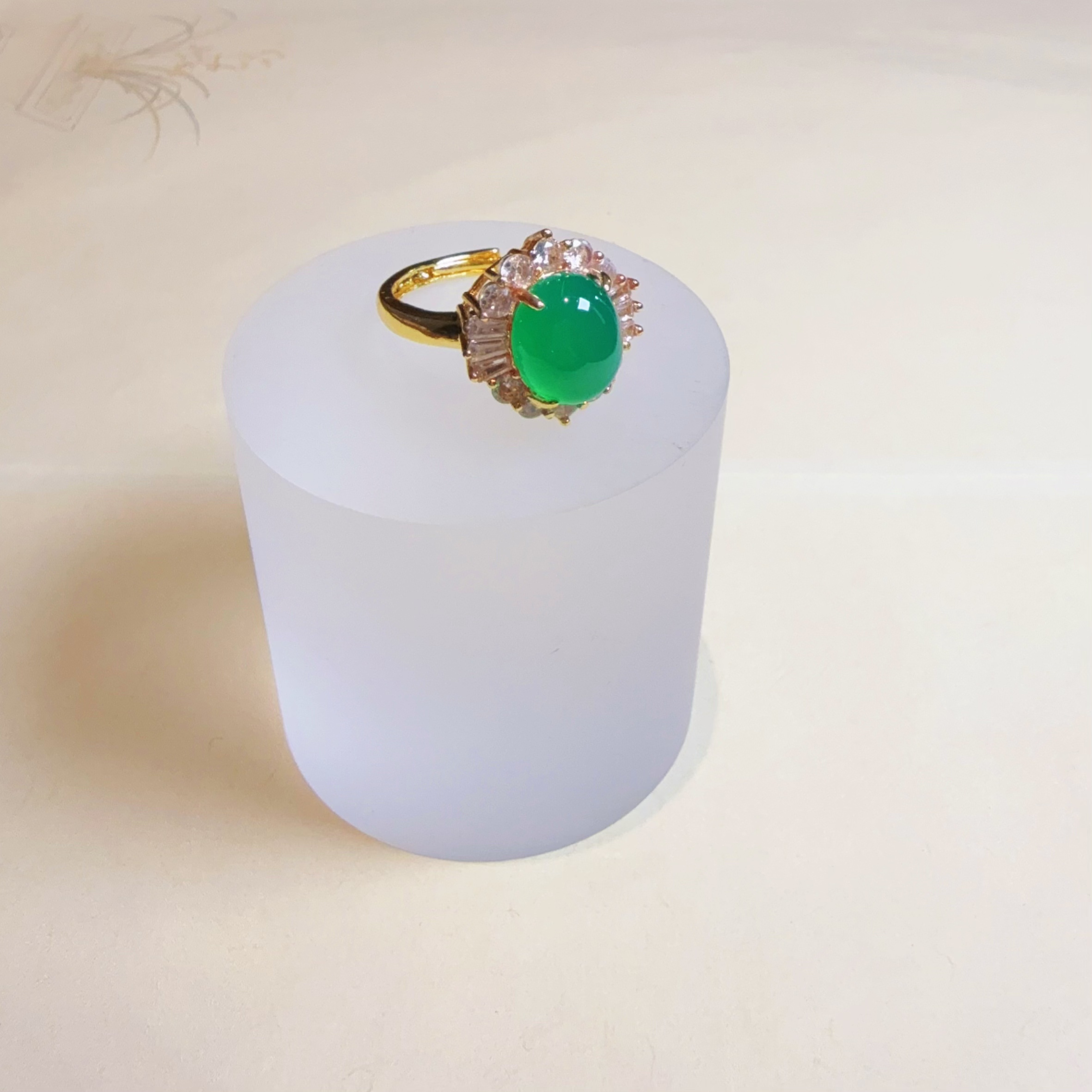 【佳思珠宝】绿蛋面精镶玛瑙戒指-多样性只发一件