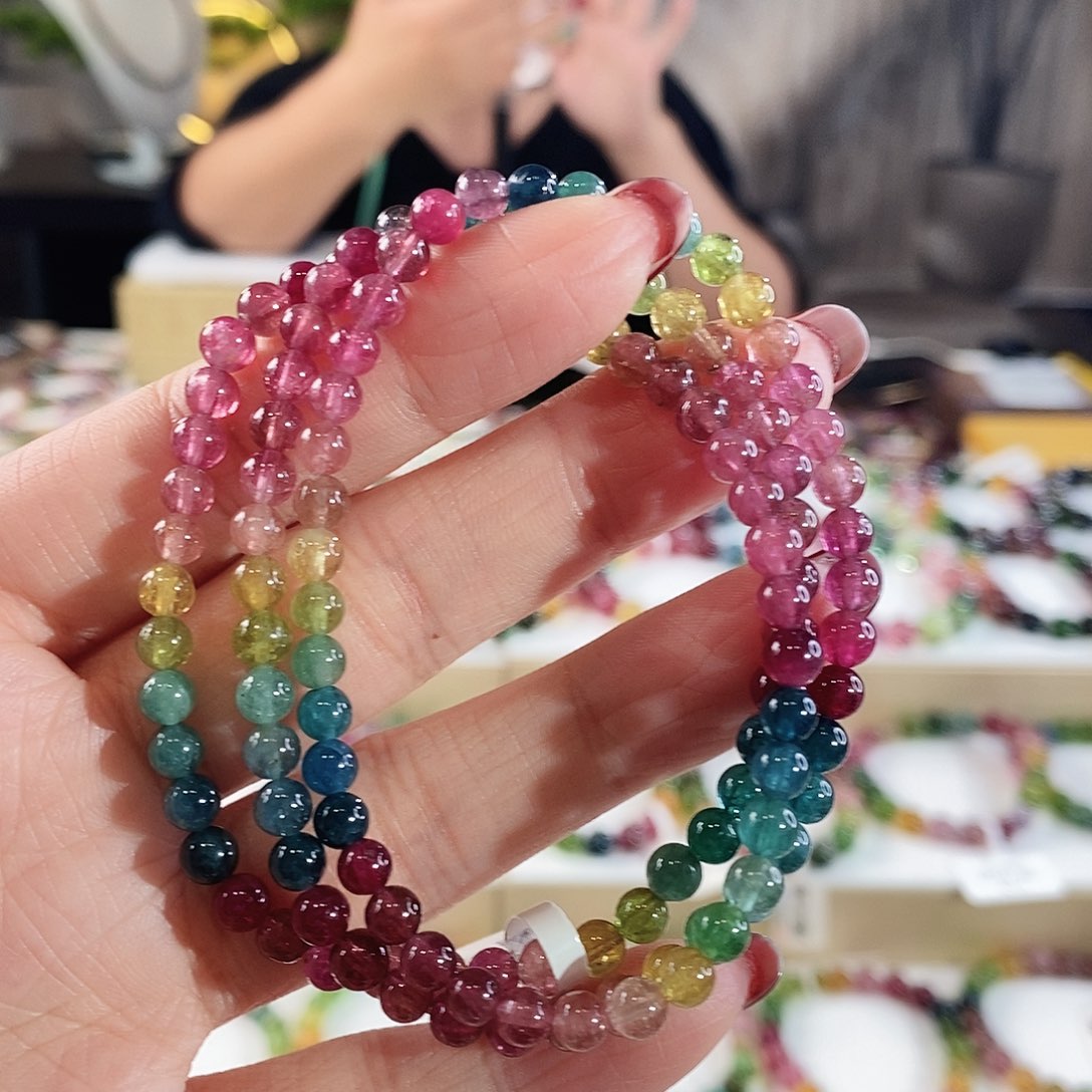 碧玺手串未镶嵌G2353三圈颜色微差