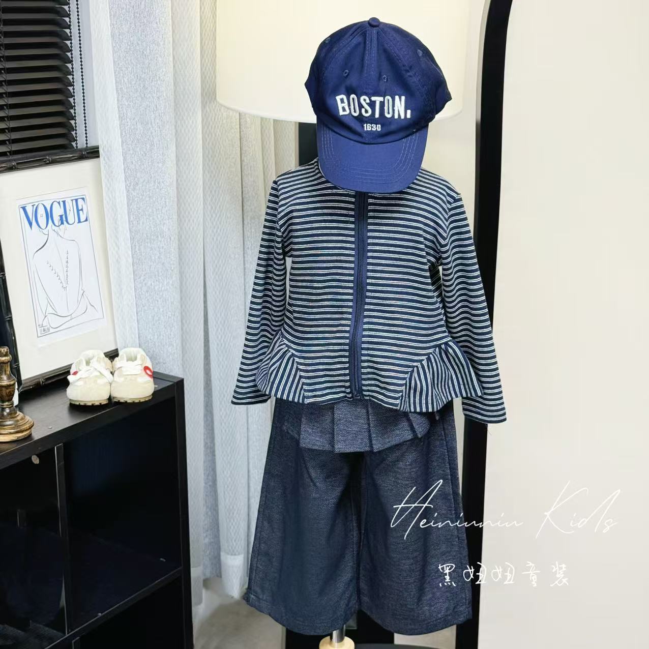 【黑妞妞】女童秋季套装2025时尚条纹长袖韩版休闲童装AJ90523