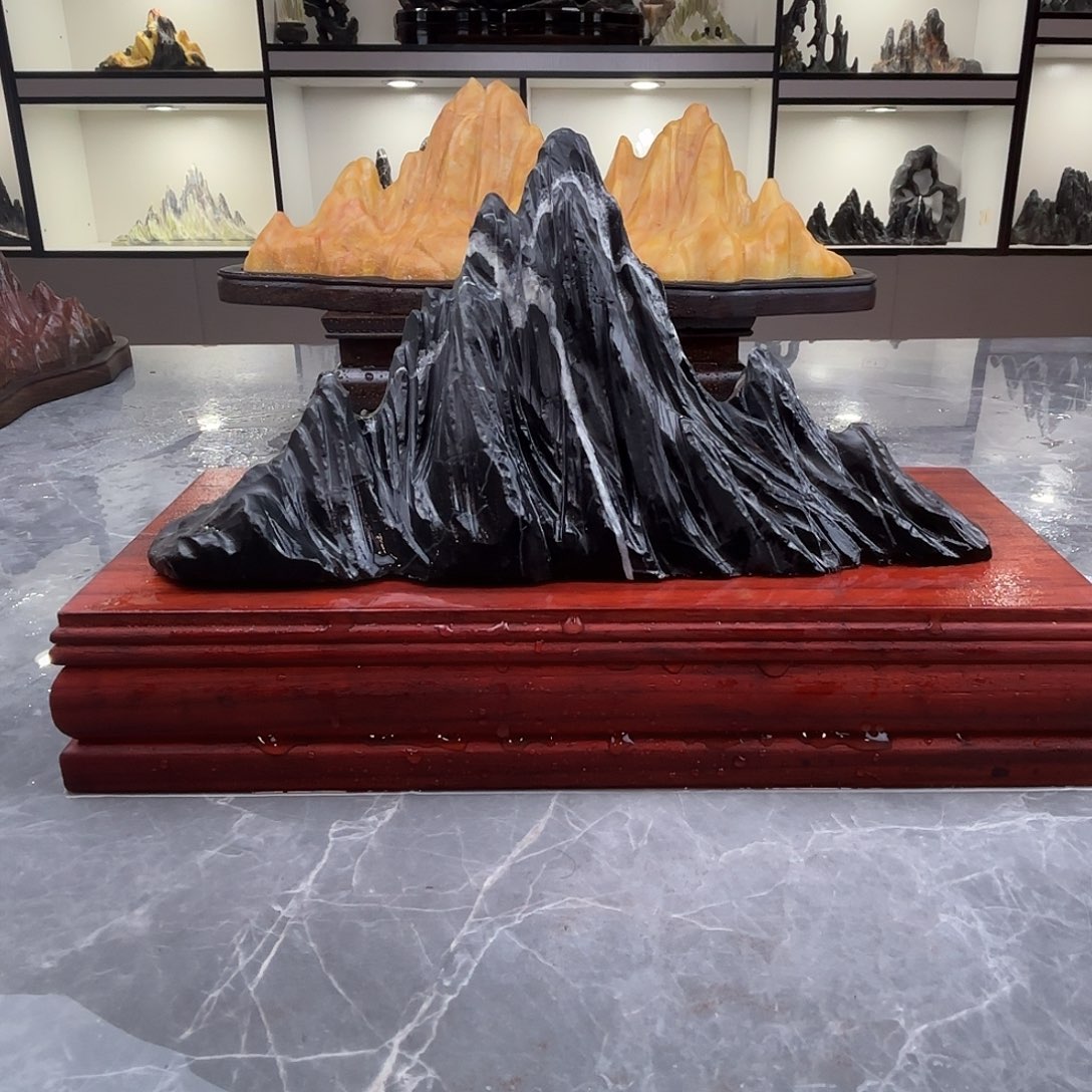 啊***哥石材灵璧石雕刻山峰摆件