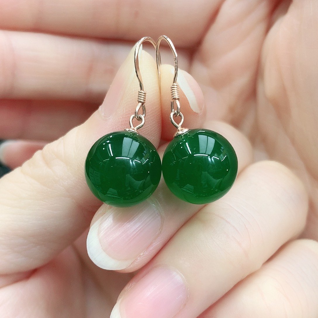 银S925镶嵌耳坠玛瑙/玉髓