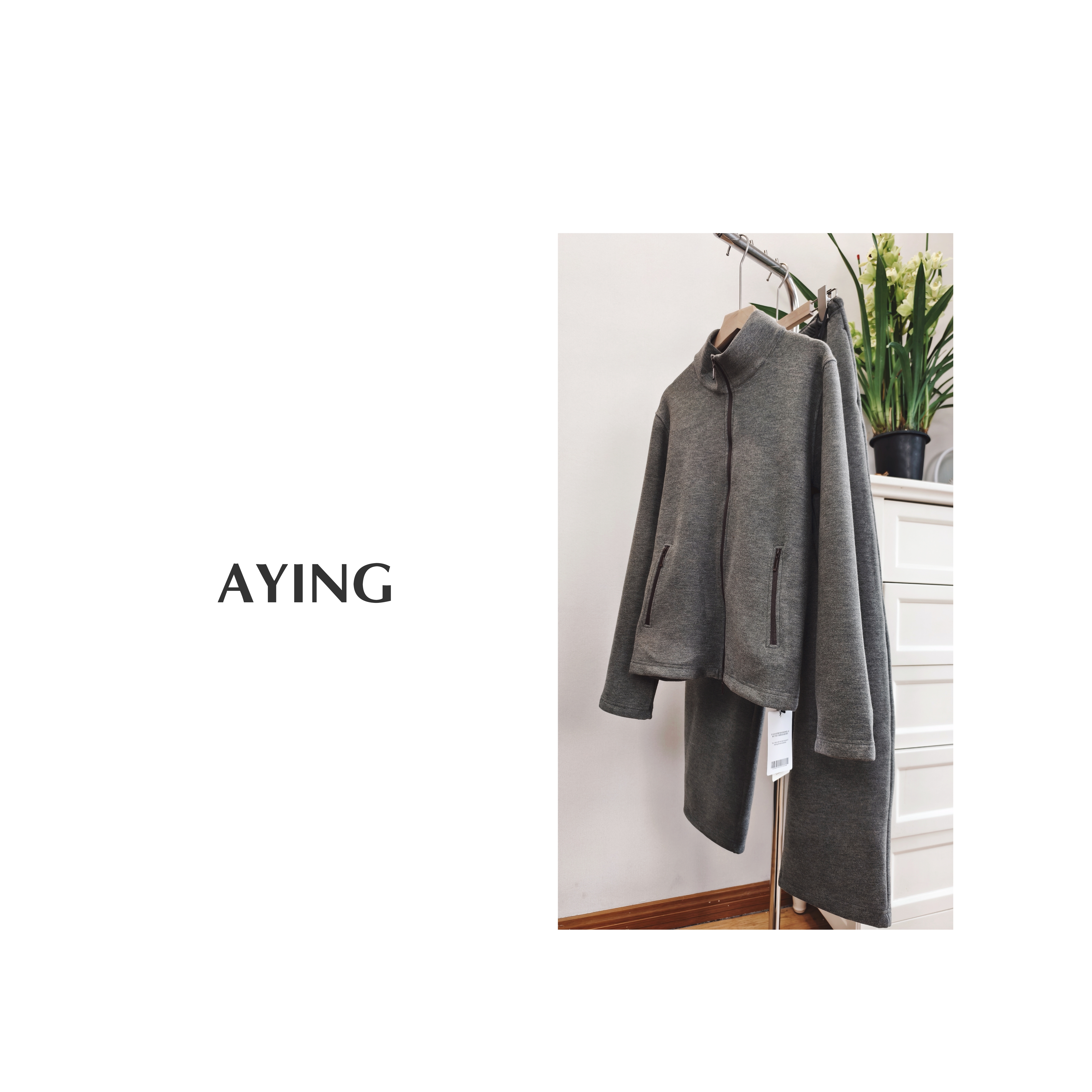 AYING    女士秋冬    撞色拉链立领舒适百搭休闲套装