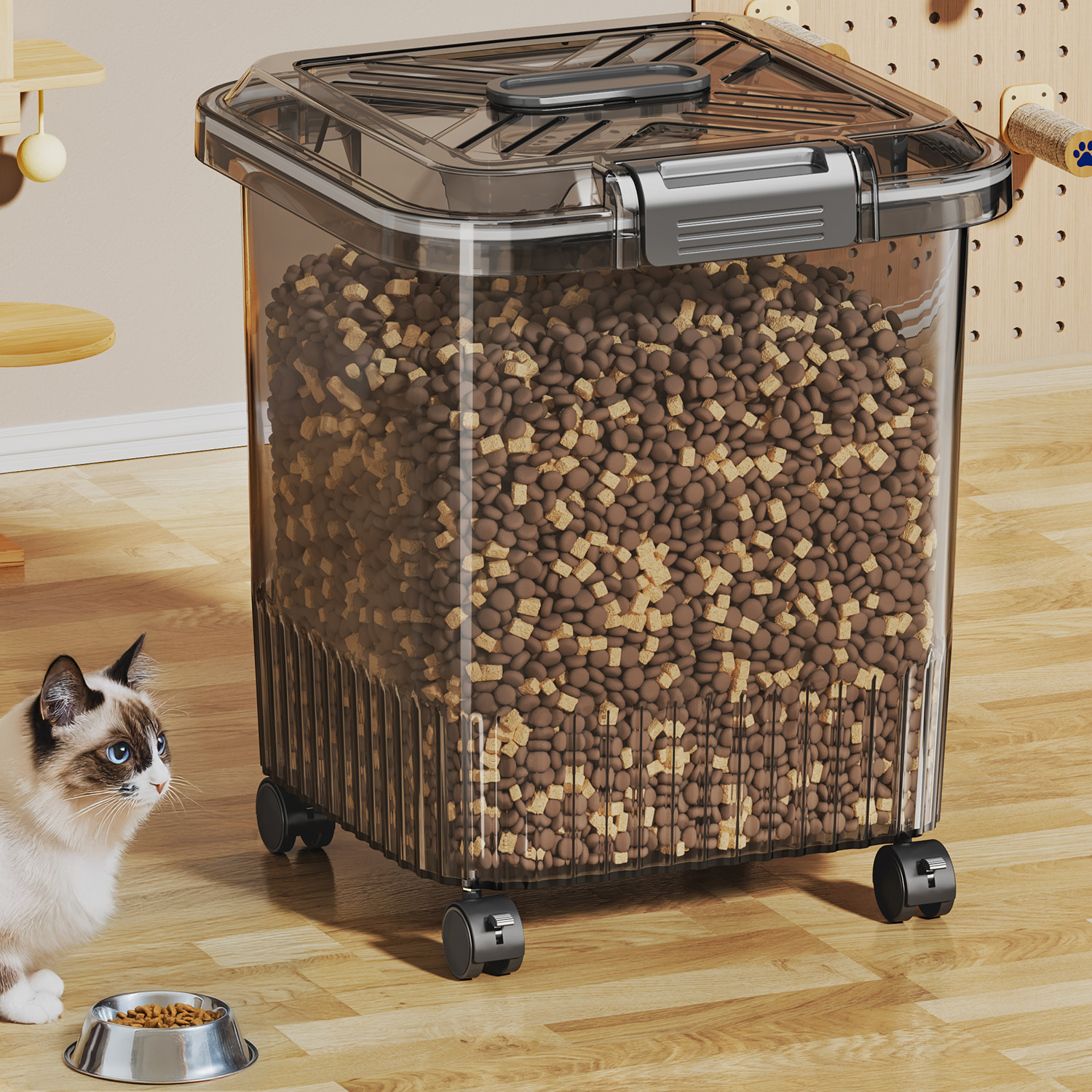 猫粮储存桶家用真空防潮密封狗粮桶超大容量按压储粮桶冻干收纳桶