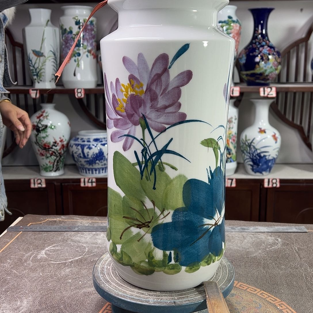 摆件陶景德镇陶瓷书紫荷