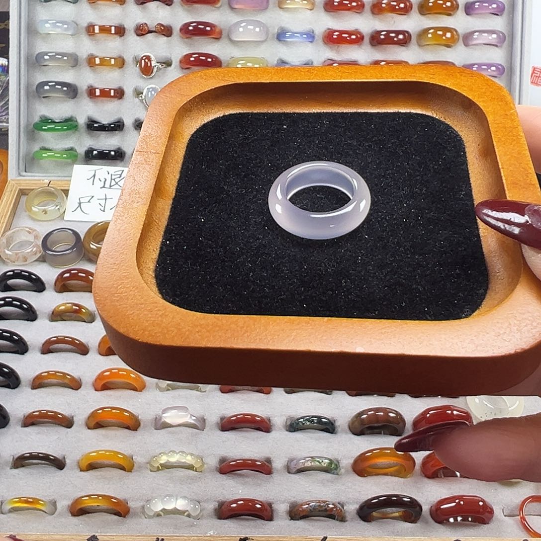 玛瑙/玉髓未镶嵌戒指A7不退换16.6港13