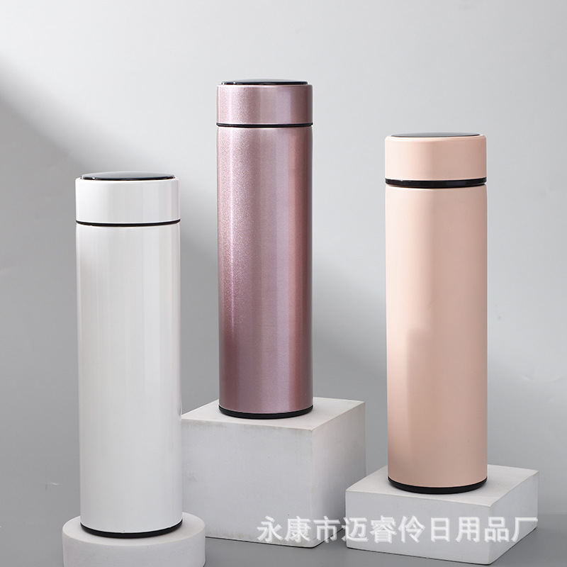 儿童智能显温304不锈钢保温杯双层真空便携商务礼品杯子刻字logo