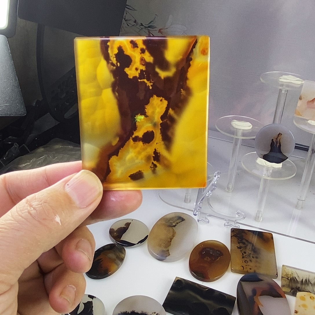 合成碳硅石非金属时尚图纹画面石饰品