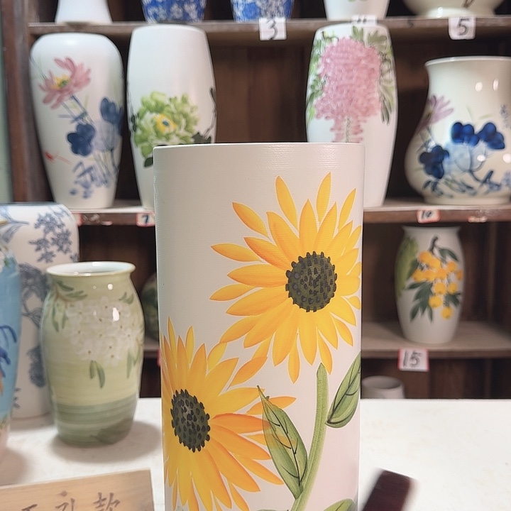 陶直筒高33向日葵陶瓷