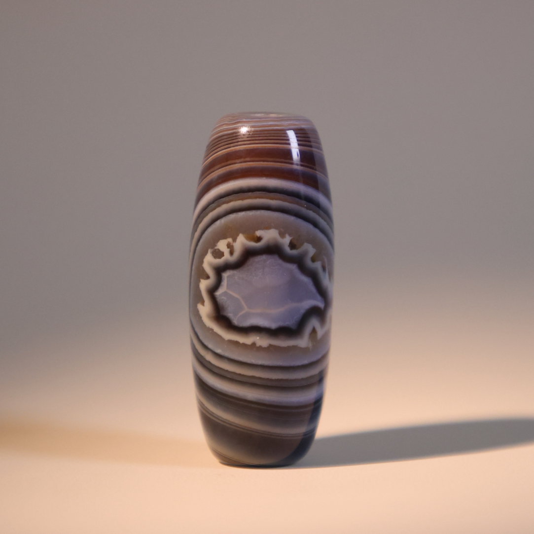 缠丝玛瑙大眼睛蓝沁黄水晶桶珠中号