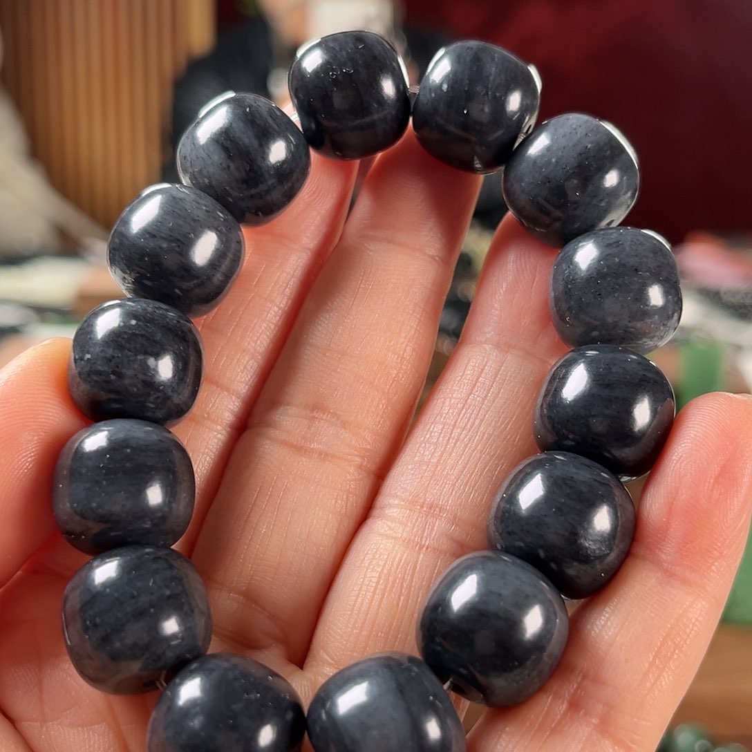 和田玉手链未镶嵌新疆和田玉青花14/15老