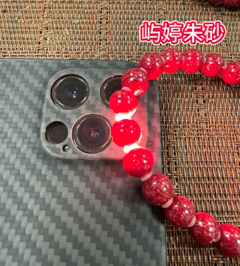 天然辰砂天然朱砂晶体大颗粒全透光手链手串8毫米