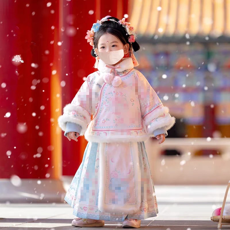 【专属】2025冬季加绒女童拜年服中国风民族宝宝汉服气质加厚冬款