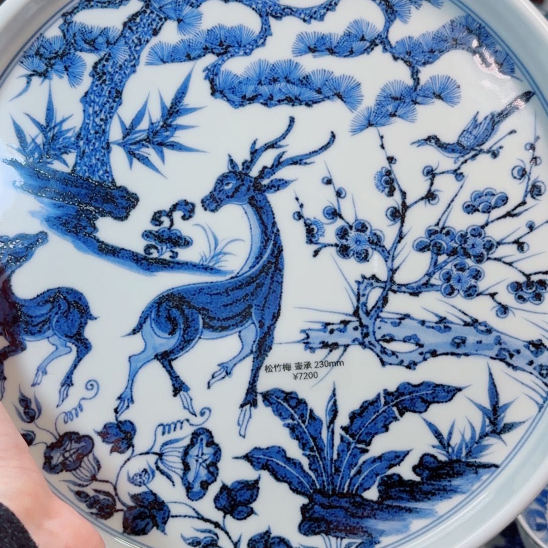 松竹梅鹿壶承明续幽蓝