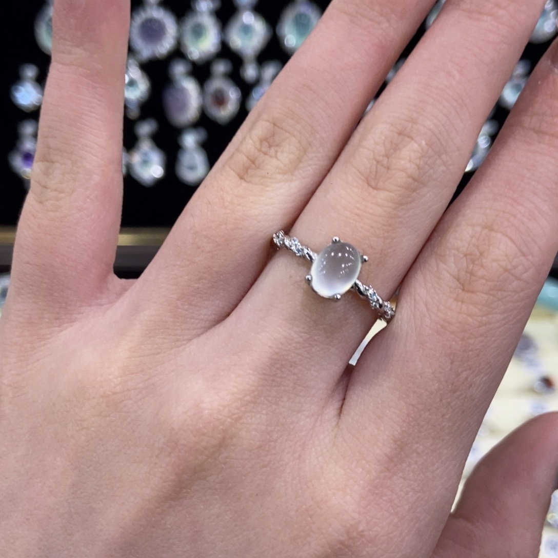 蛇纹石玉银S925镶嵌戒指