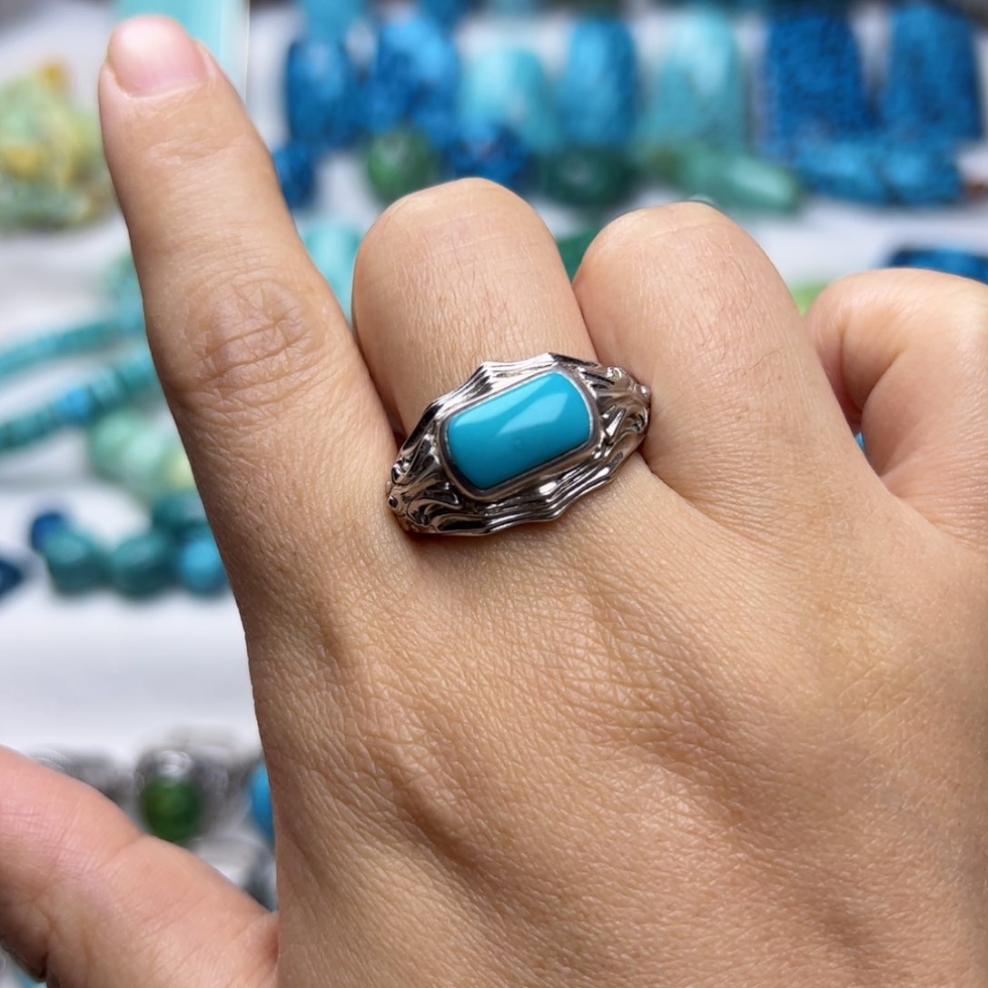 绿松石珠宝奇石银S925镶嵌