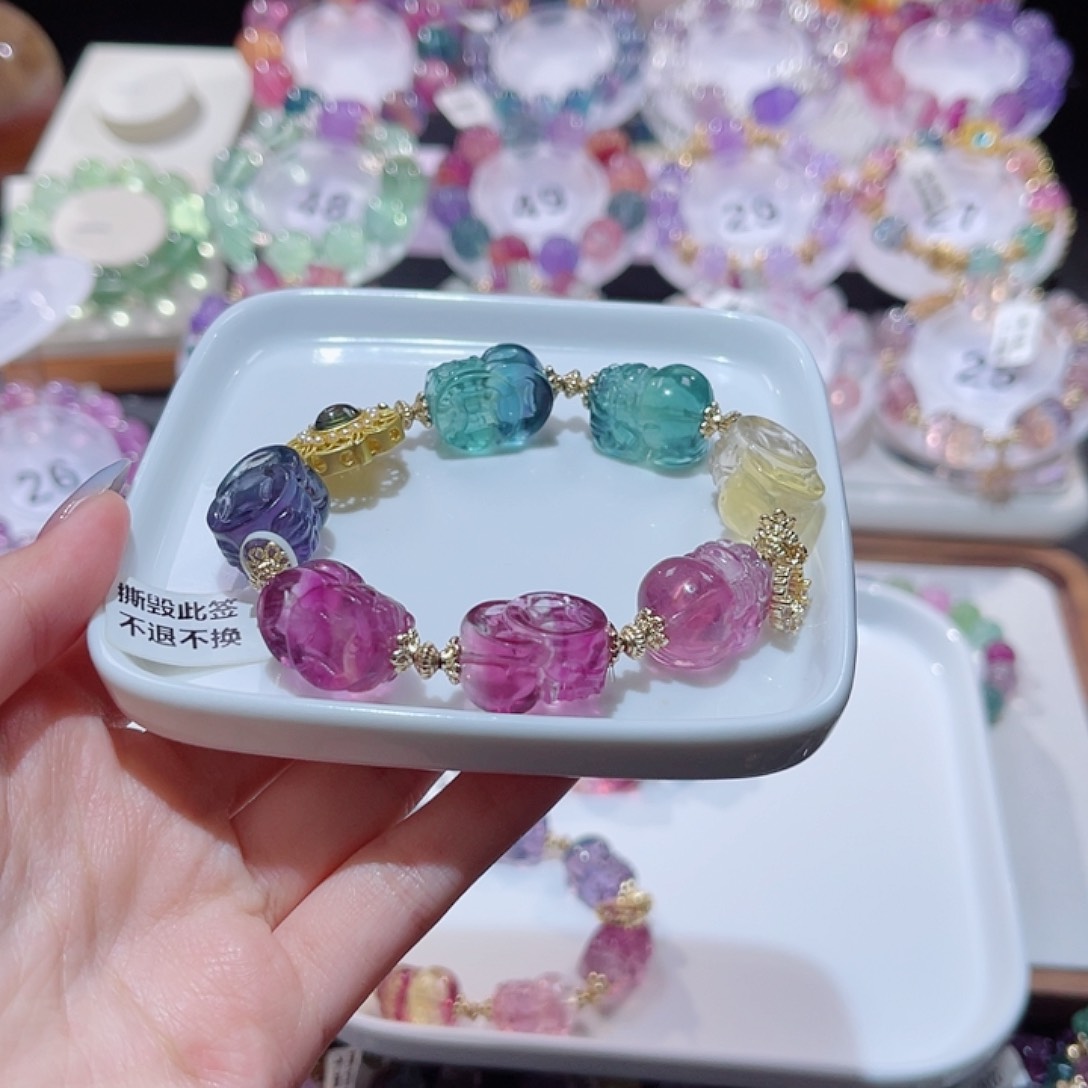 水晶手串未镶嵌用****2大貔貅萤石