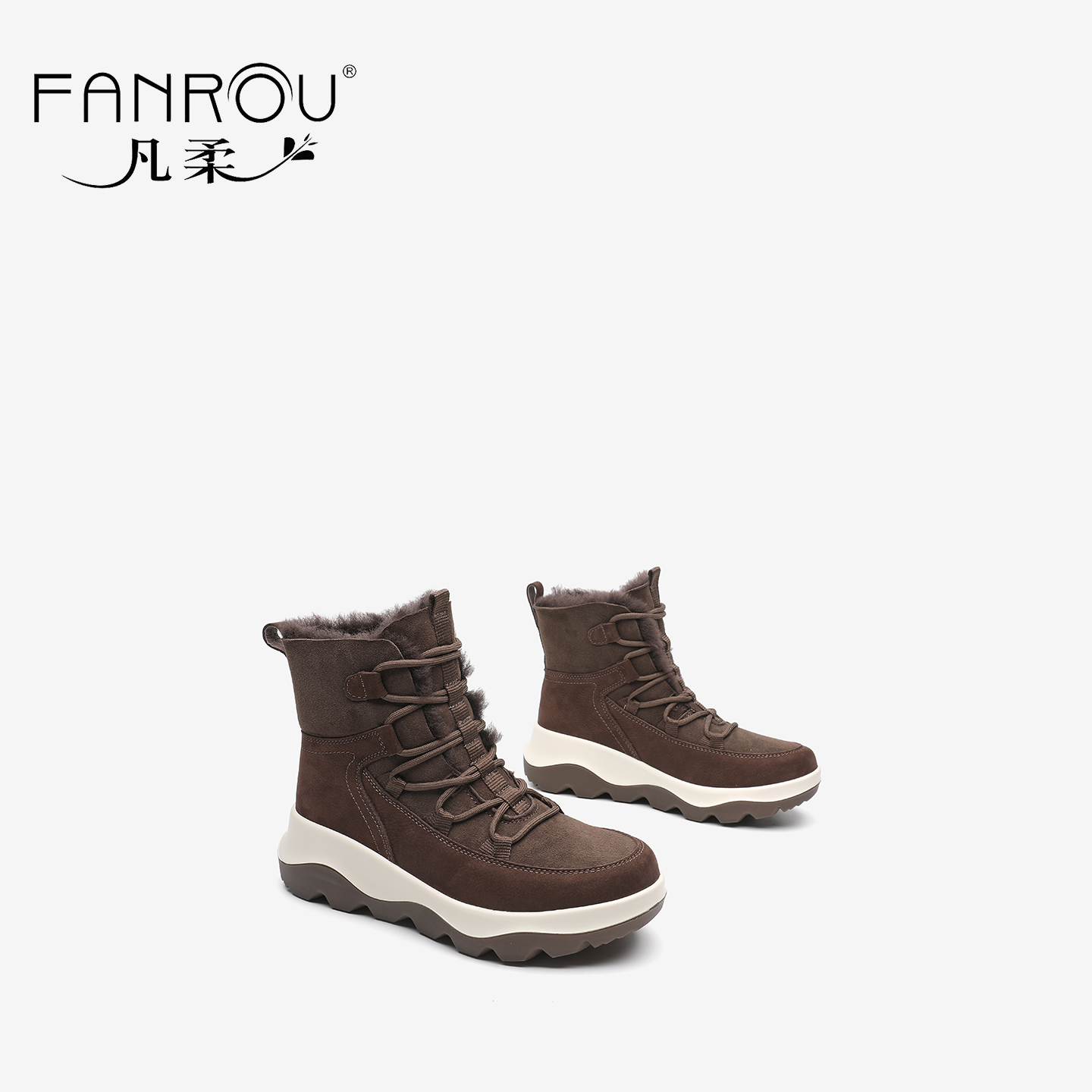 凡柔时尚雪地靴女鞋百搭冬季加绒增高雪地靴高帮保暖