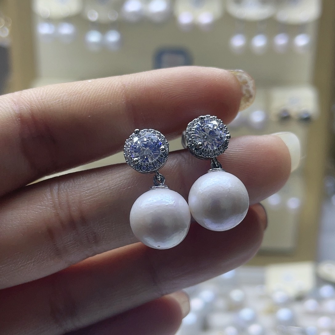 淡水珍珠耳饰银S925镶嵌