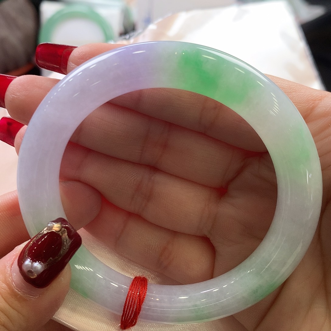 翡翠未镶嵌手镯54.5圆条