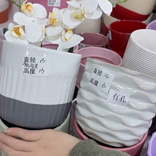 多肉绿植陶瓷花盆9.9包邮，有孔