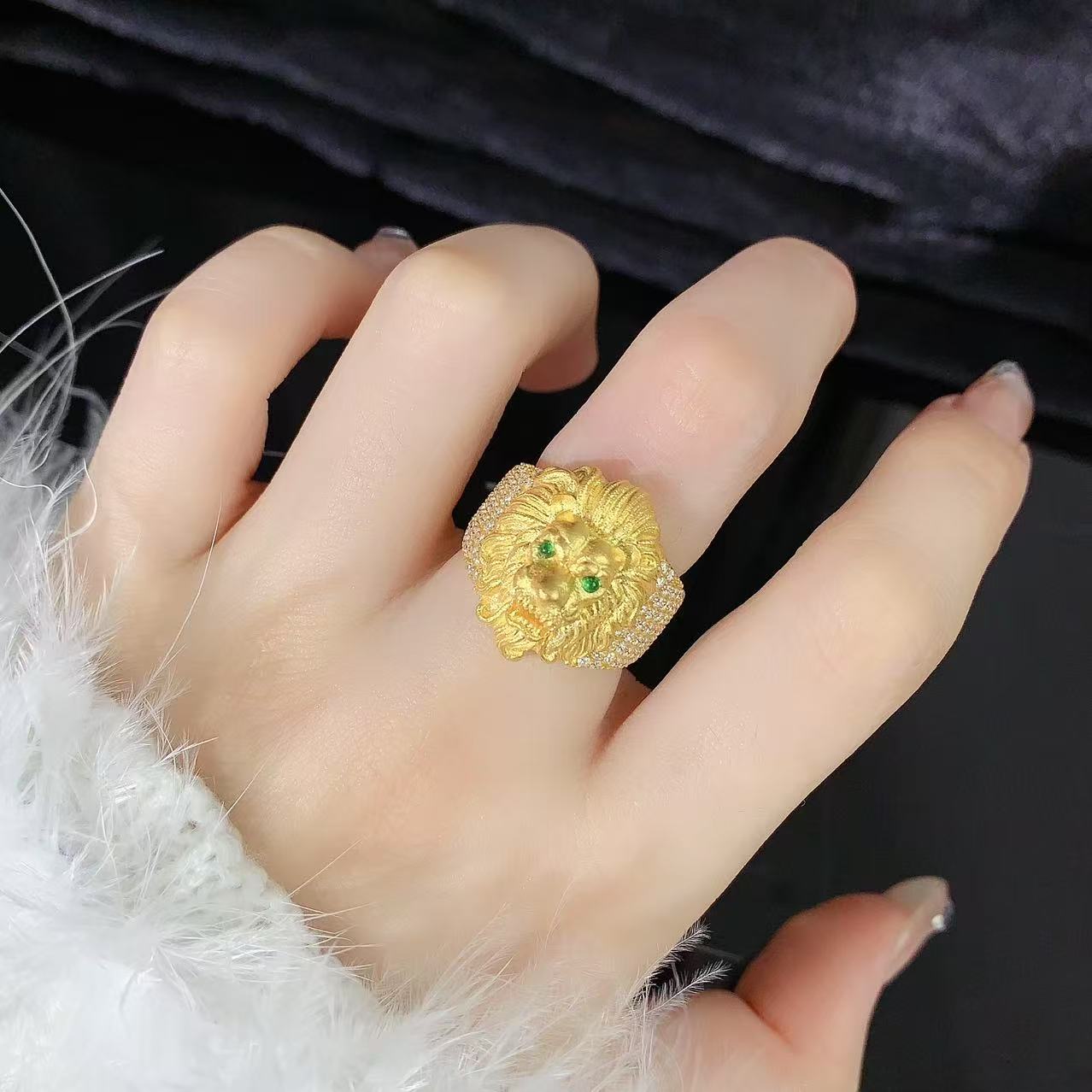 【伟新源】足金999时尚 镶嵌狮子活口戒15.84克（附加595）