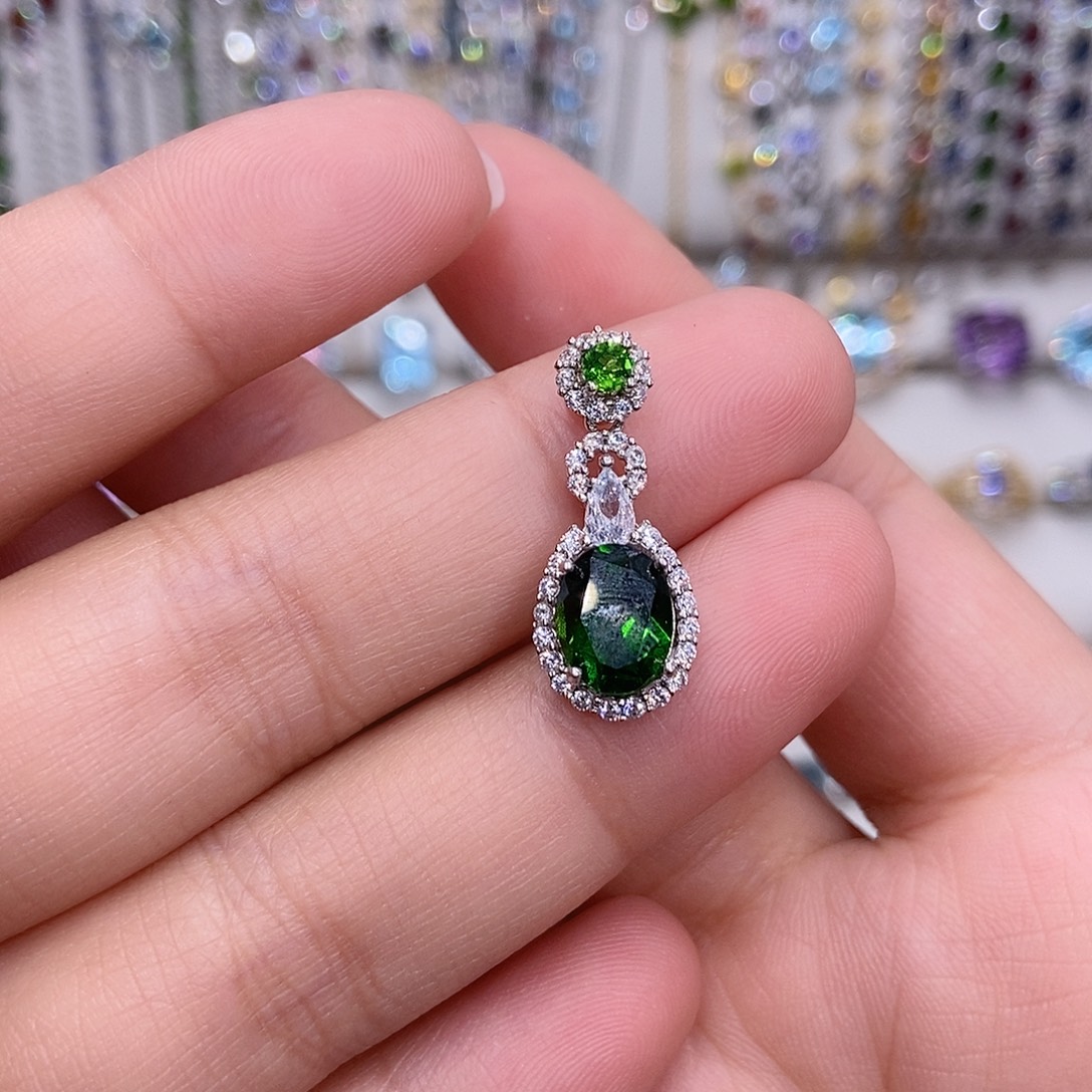 开口戒指透辉石银S925镶嵌