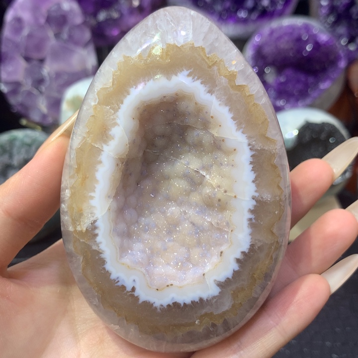 紫晶未镶嵌珠宝半成品8号软糖全抛龙蛋蓝色俏色