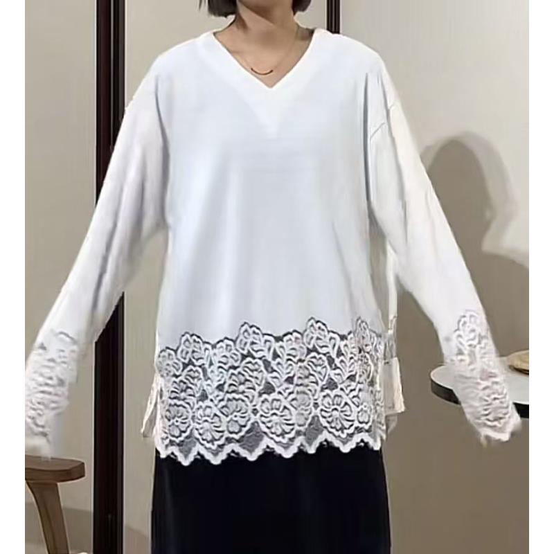 Zoe 原创【怀秋】下摆镂空v领T恤