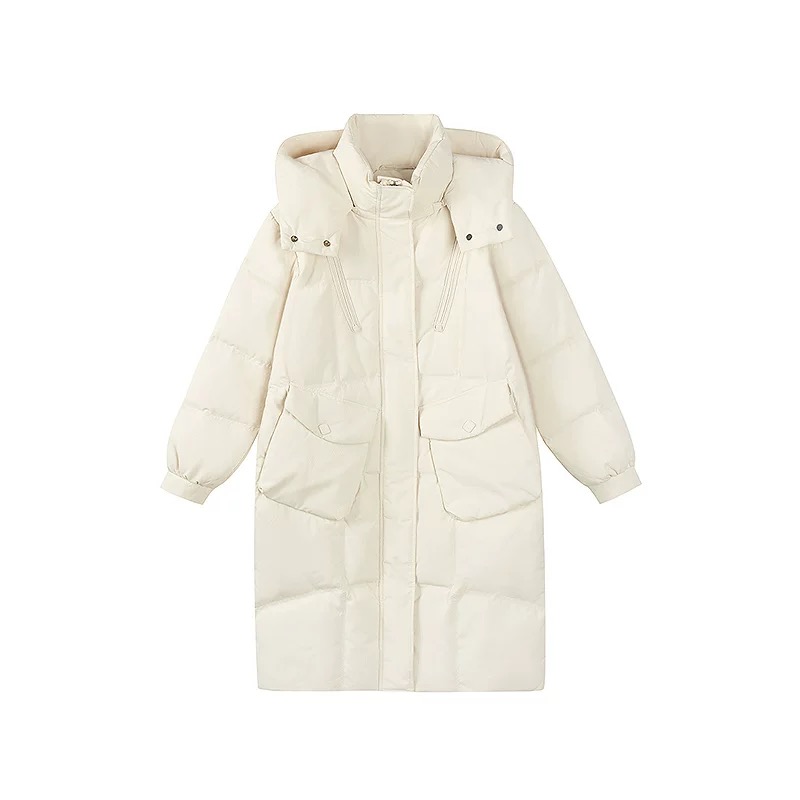 【冬季温柔风穿搭】2025年中长款90白鸭绒羽绒服时尚宽松保暖1001