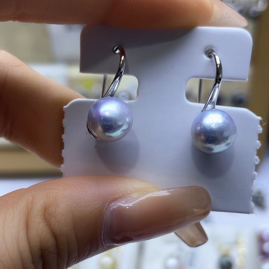 海水珍珠耳饰银S925镶嵌