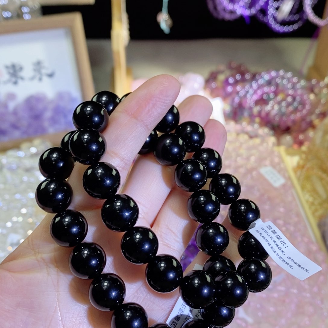 水晶手链未镶嵌黑曜石卡12