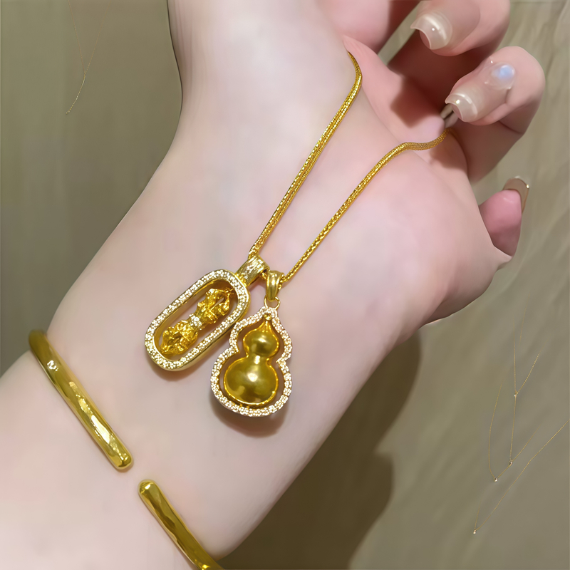 铜合金项链 大号葫芦金刚杵套链项链女款经典福禄气质轻奢