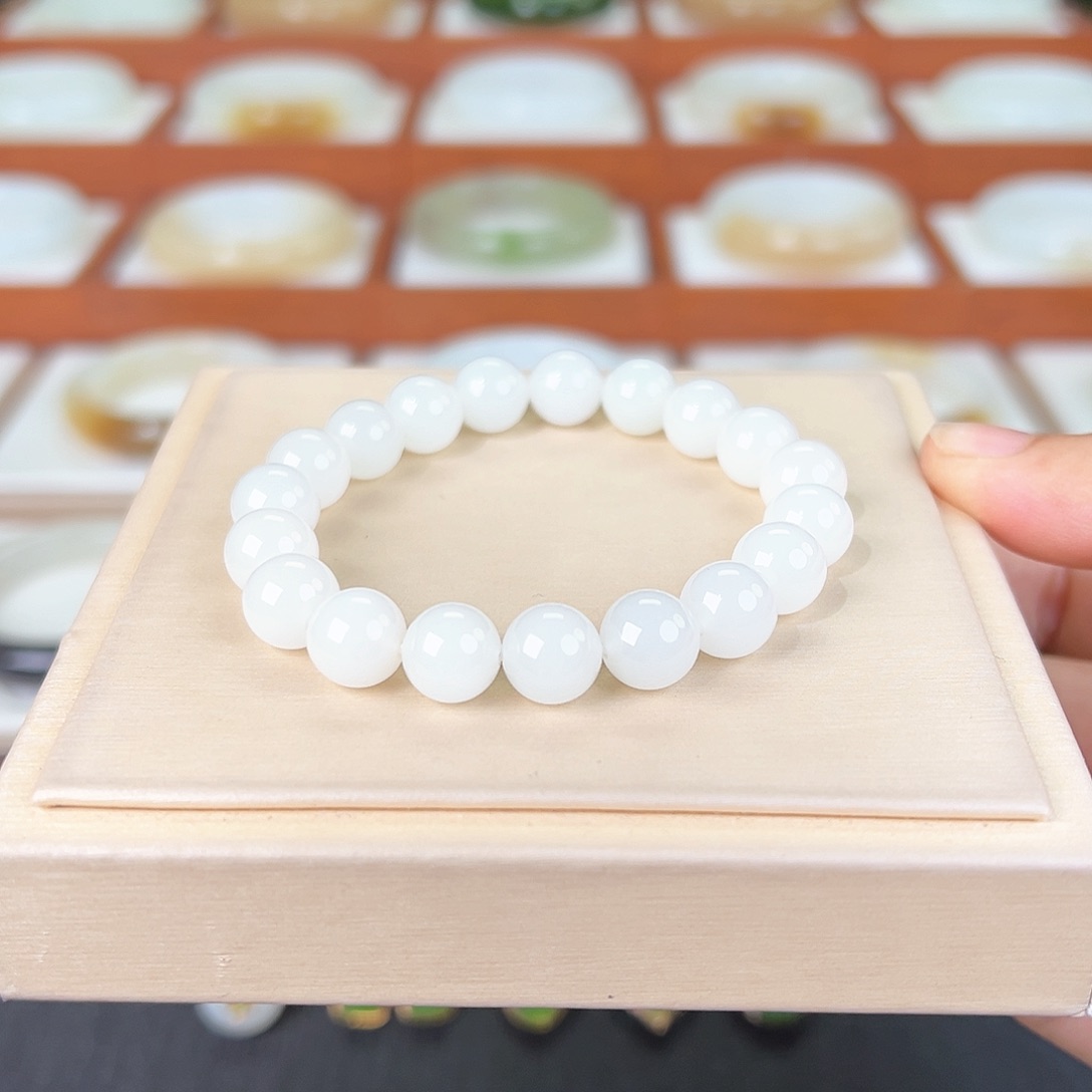 和田玉手串未镶嵌和田玉白玉手串