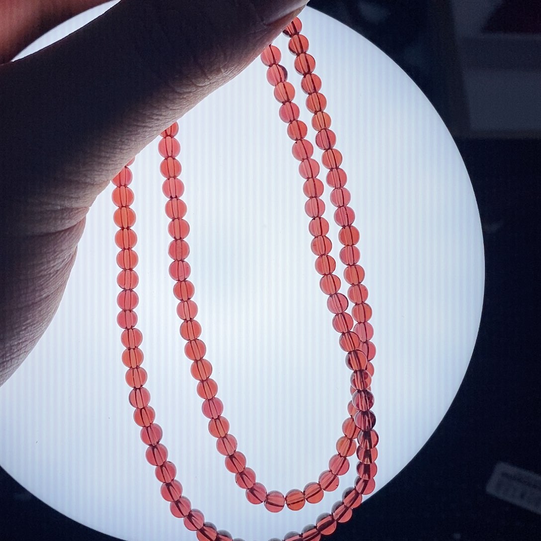 石榴石（芬达石）手链未镶嵌4.3mm稀有色系玻璃体收藏级