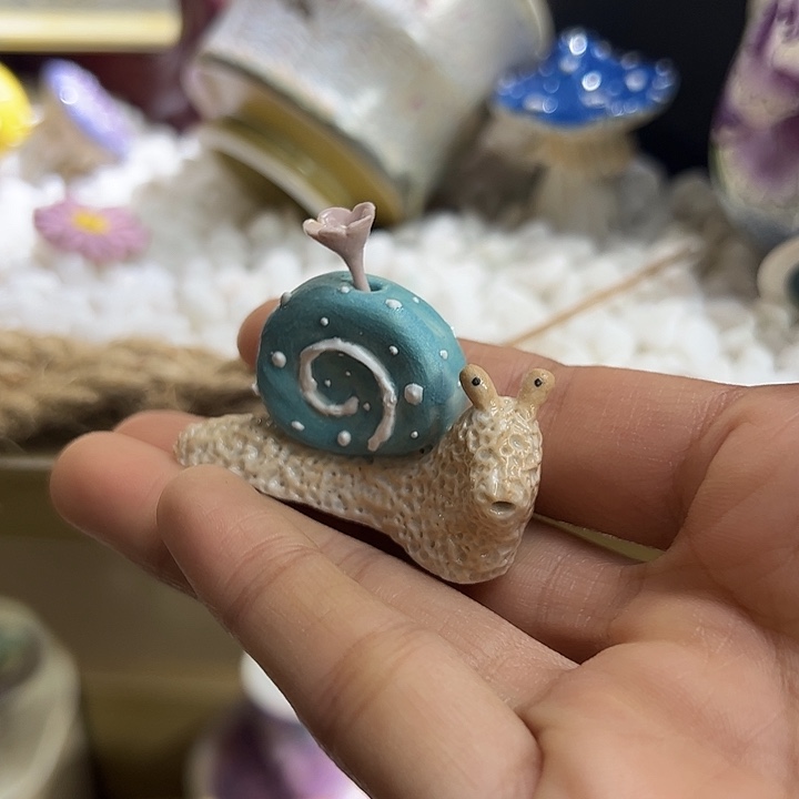 手工蜗牛香插摆件