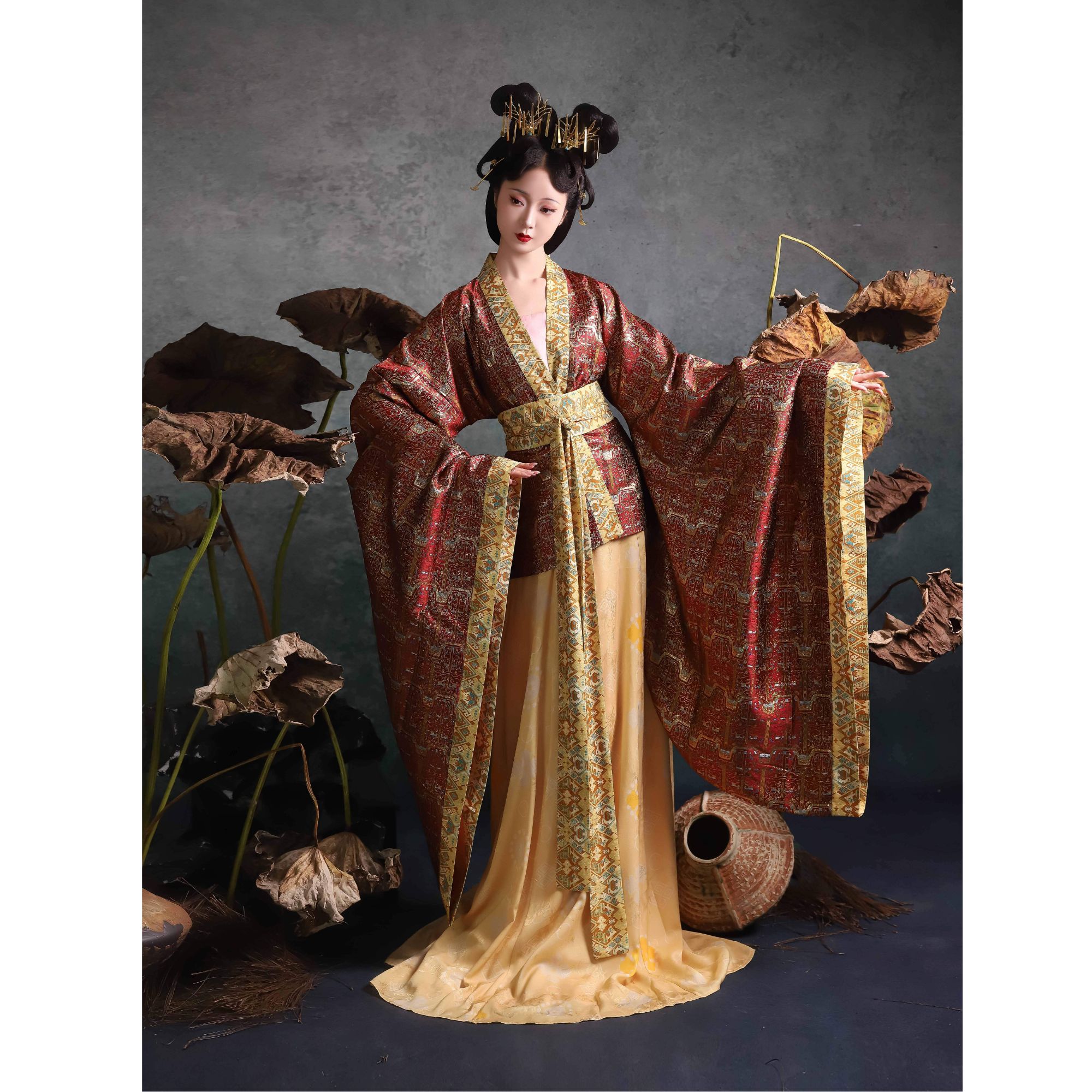 醉今朝 北魏制【翩然】仿复原北魏乐舞俑织锦缎双层大袖