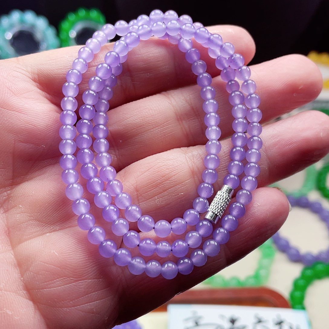 翡翠未镶嵌颈饰卡4.5翡翠珠链男女款07