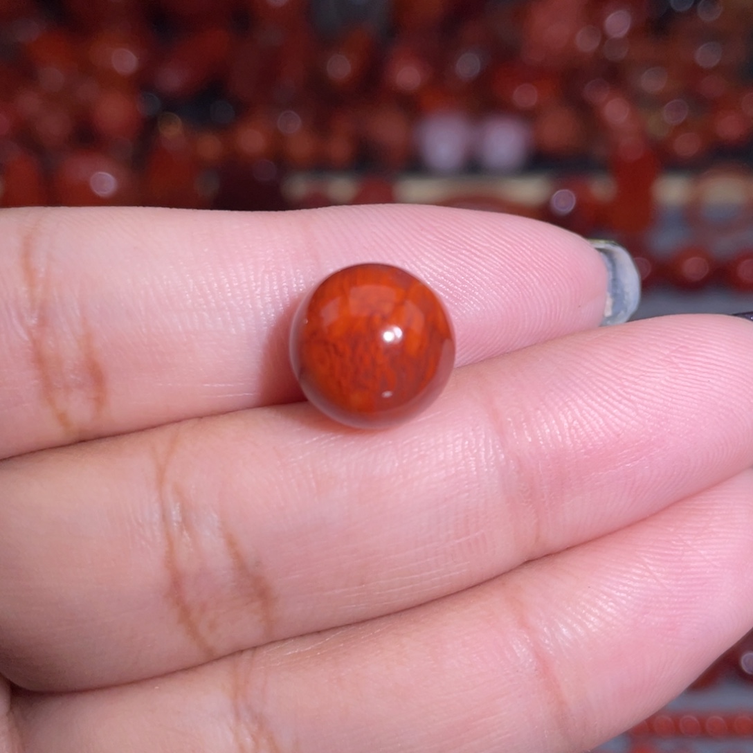 南红玛瑙未镶嵌瓦西圆珠卡11.7