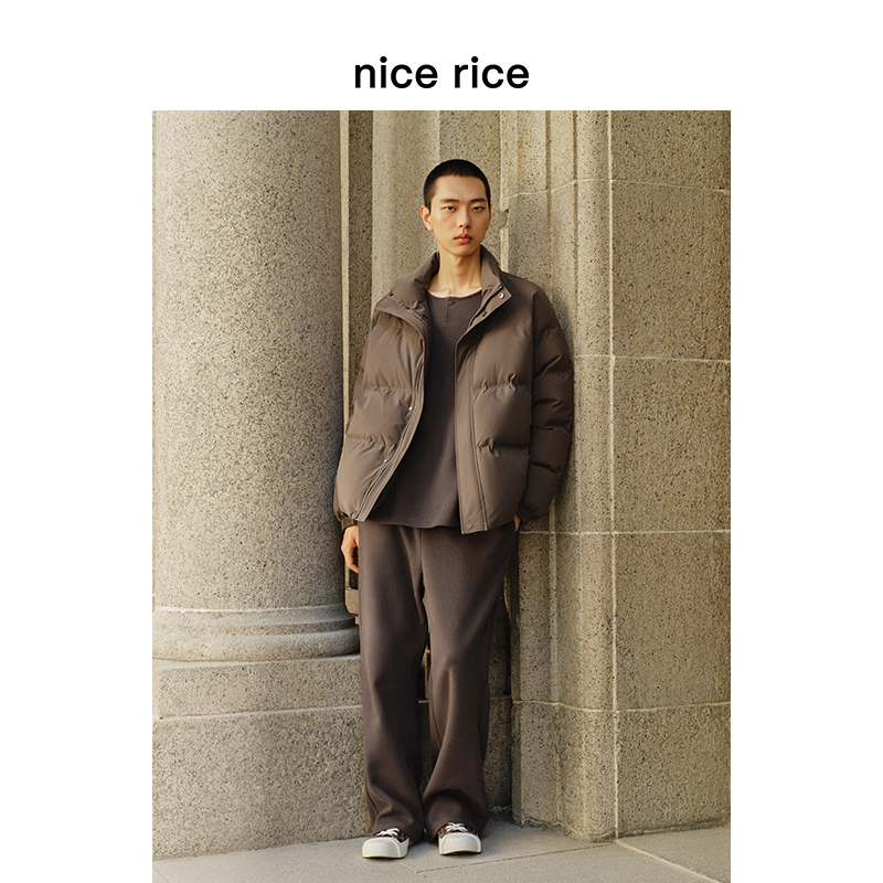 nice rice好饭 rise白条元素经典复古咖啡色男士帆布鞋NGQ27094
