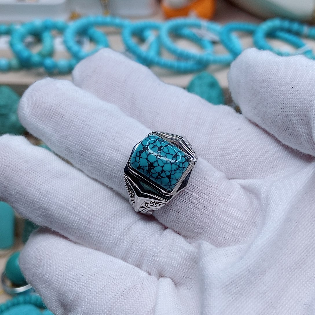 绿松石戒指银S925镶嵌